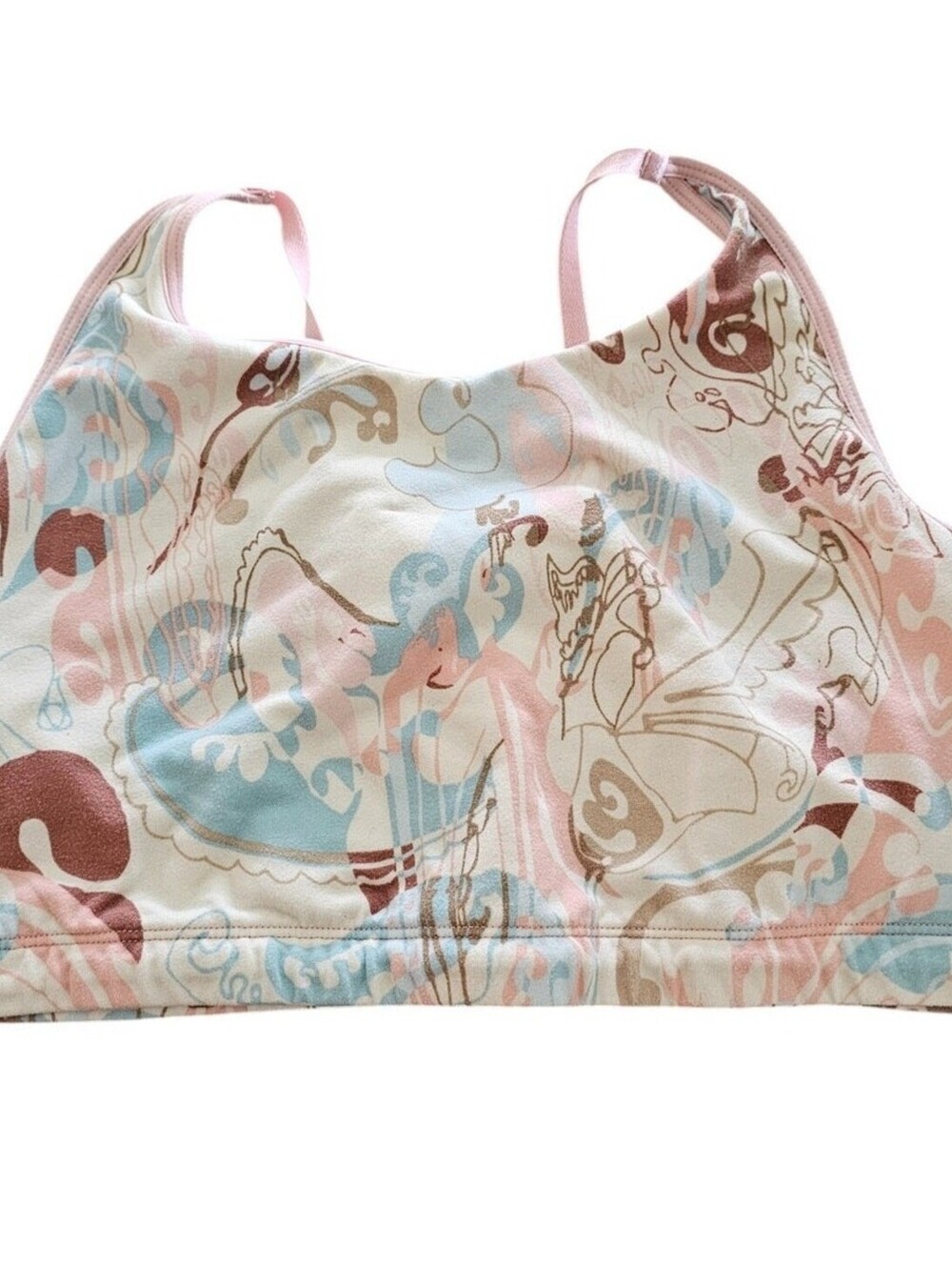 Danskin Yoga Womens Sz L Low Impact Cotton Sports Bra Abstract Print